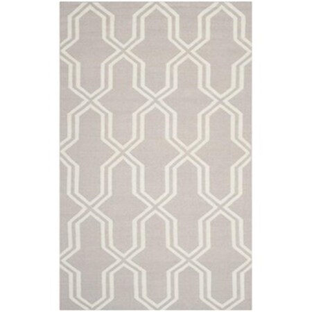 Safavieh 8 ft. x 10 ft. Large Rectangle Contemporary Dhurries- Grey and Ivory- Hand Woven Rug DHU559G-8